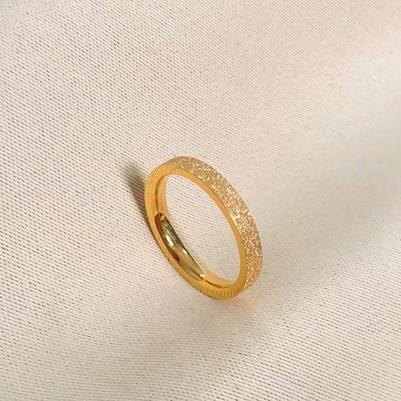 Minimalist Sandblasted Gold Band Ring – Elegant Textured Stackable Ring for Everyday Wear