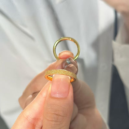 Minimalist Sandblasted Gold Band Ring – Elegant Textured Stackable Ring for Everyday Wear