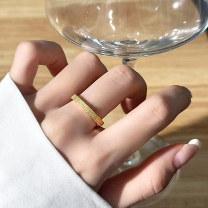 Minimalist Sandblasted Gold Band Ring – Elegant Textured Stackable Ring for Everyday Wear