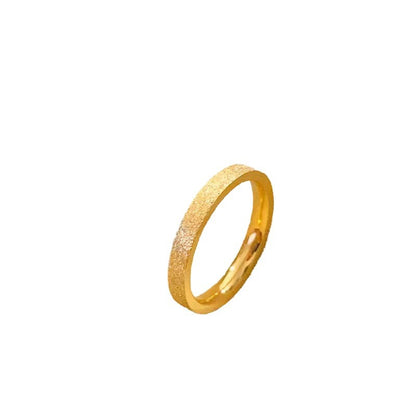 Minimalist Sandblasted Gold Band Ring – Elegant Textured Stackable Ring for Everyday Wear
