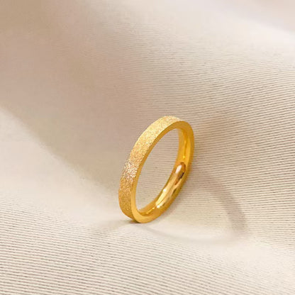 Minimalist Sandblasted Gold Band Ring – Elegant Textured Stackable Ring for Everyday Wear